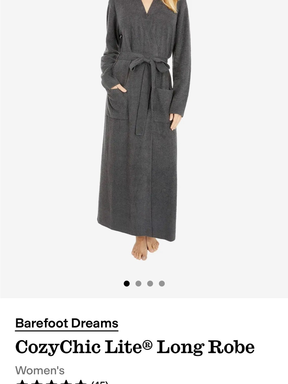 Barefoot Dreams CozyChic Lite Long Wrap Robe in Charcoal